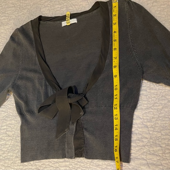Promod Cropped Short Sleeve Cardigan, Gray with Contrast, Size S - Picture 4 of 9